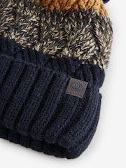 Ochre Yellow Colour Block Lined Bobble Hat - Image 5 of 5
