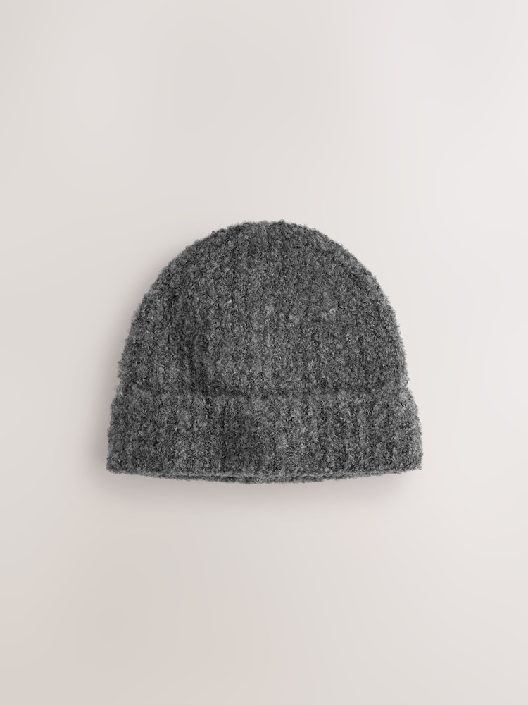 siva - EDIT Boucle Knit Textured Beanie Hat - Slika 1 iz 2
