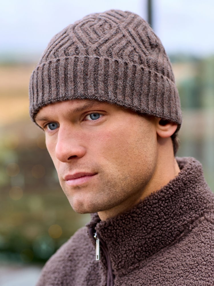 Brown Cable Knitted Beanie Hat - Image 1 of 5