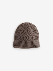 Brown Cable Knitted Beanie Hat - Image 2 of 5