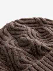 Brown Cable Knitted Beanie Hat - Image 4 of 5