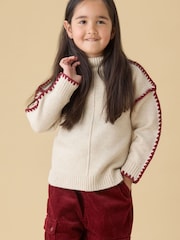 KIDLY by MORI Cream Cream Roll Neck Knitted Jumpers - Image 1 of 4