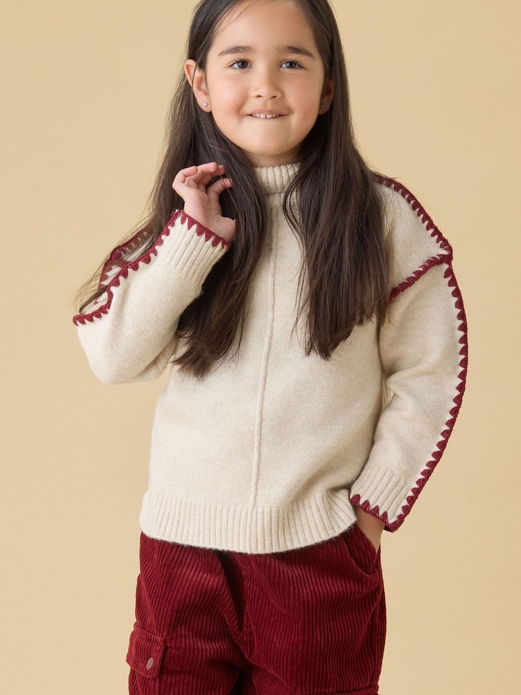 KIDLY by MORI Cream Cream Roll Neck Knitted Jumpers - Image 1 of 4 KIDLY by MORI Cream Cream Roll Neck Knitted Jumpers - Image 1 of 4