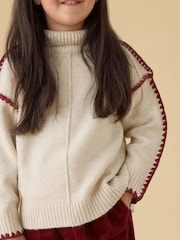 KIDLY by MORI Cream Cream Roll Neck Knitted Jumpers - Image 2 of 4
