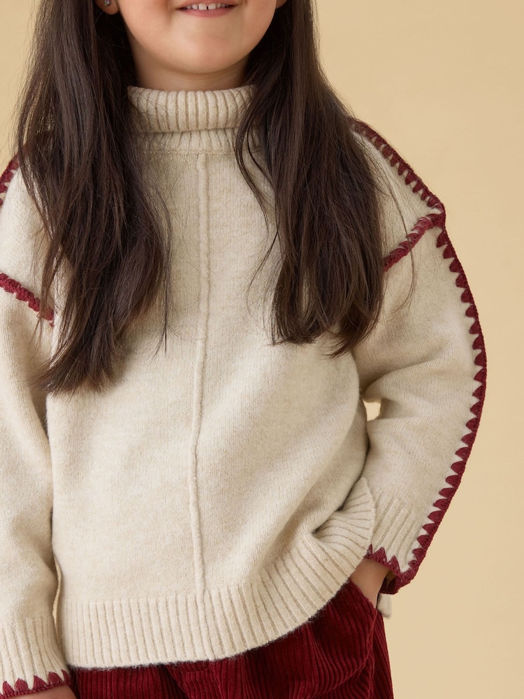 KIDLY by MORI Cream Cream Roll Neck Knitted Jumpers - Image 2 of 4 KIDLY by MORI Cream Cream Roll Neck Knitted Jumpers - Image 2 of 4