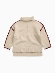 KIDLY by MORI Cream Cream Roll Neck Knitted Jumpers - Image 3 of 4