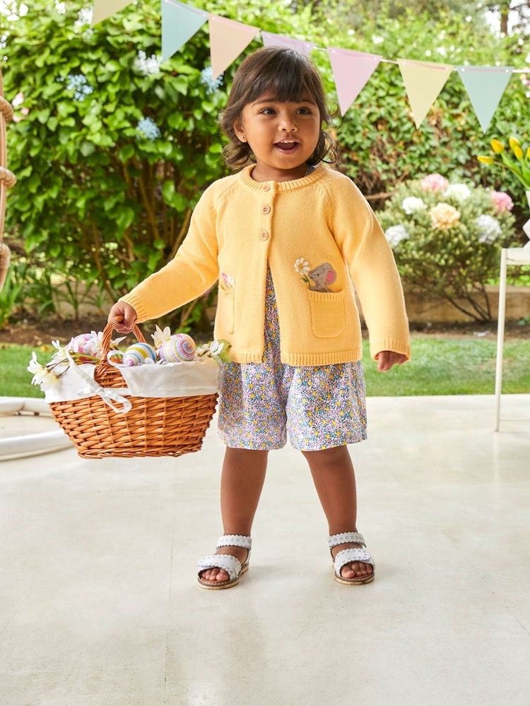 JoJo Maman Bébé Yellow Mouse Pocket Cardigan - Image 1 of 6