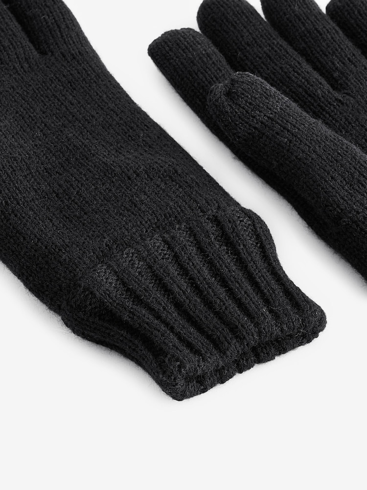 Black Thinsulate Knitted Gloves - Image 2 of 3