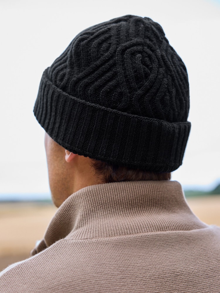Noir - Bonnet en tricot torsadé - Image 2 de 5