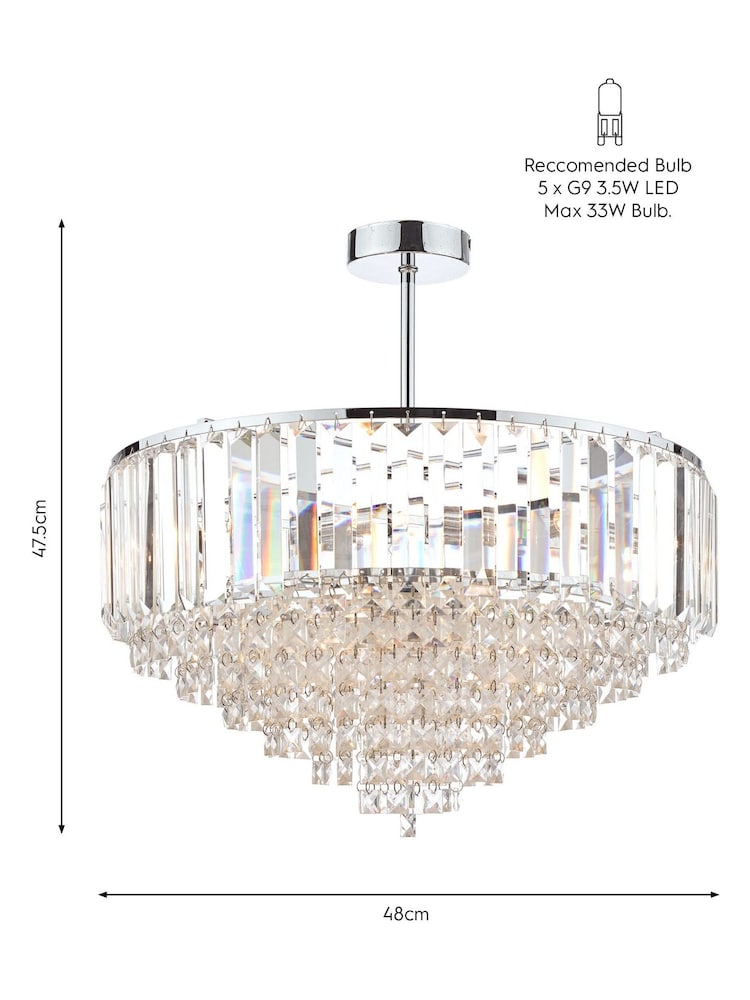 Laura Ashley Chrome Vienna 5 Light Flush Light - Image 4 of 4