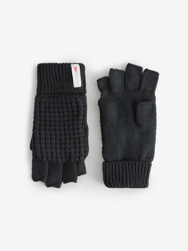 Negro - Guantes de punto sin dedos Thinsulate - Imagen 1 de 4