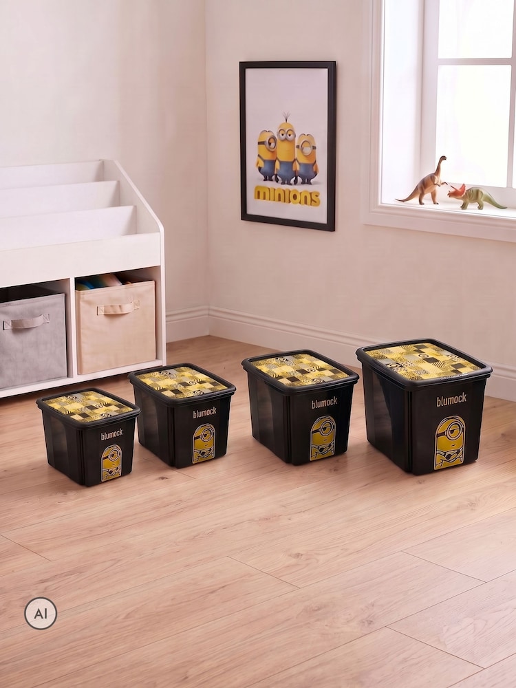 Keeeper 4 Pack Black Various Sizes Minions Turning Stacking Boxes - Image 2 of 6 Keeeper 4 Pack Black Various Sizes Minions Turning Stacking Boxes - Image 2 of 6