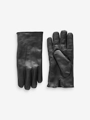 Negro - Guantes de cuero con forro polar - Imagen 1 de 3