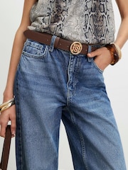 River Island Brown Crosshatch Circle Belt - Image 1 of 1