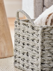 Grey Plastic Wicker Set of 2 Storage Basket - Image 3 of 4