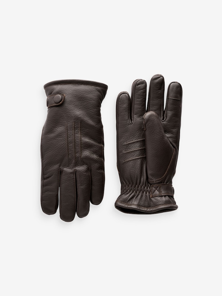 Braun - Lederhandschuhe mit Borg-Futter - Bild 1 von 3 Braun - Lederhandschuhe mit Borg-Futter - Bild 1 von 3