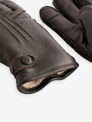 Brown Leather Borg Lined Gloves - Image 2 of 3