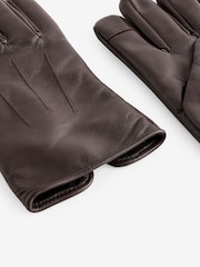 Marrón - Guantes de cuero con forro polar - Imagen 2 de 3
