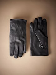 Black Signature Leather Cashmere Lined Gloves - Image 1 of 4