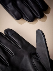 Black Signature Leather Cashmere Lined Gloves - Image 2 of 4