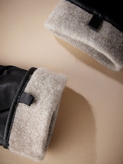 Black Signature Leather Cashmere Lined Gloves - Image 3 of 4