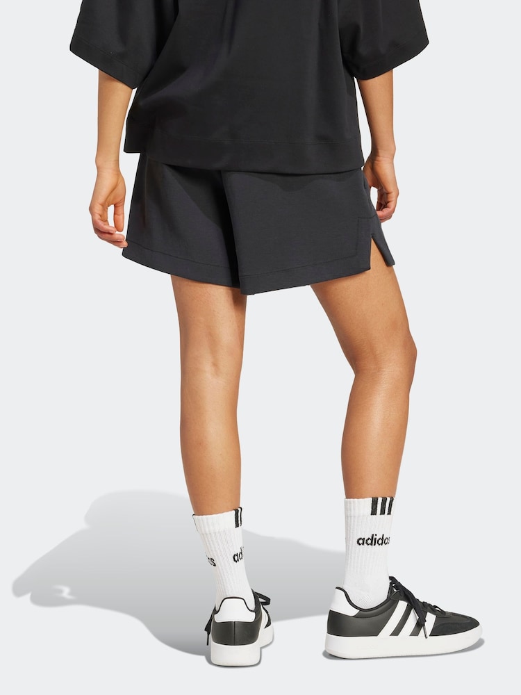 adidas Black Soft Lux Loose Shorts - Image 2 of 4 adidas Black Soft Lux Loose Shorts - Image 2 of 4