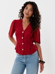 Threadbare Red Flutter Sleeves Top - Image 1 of 5