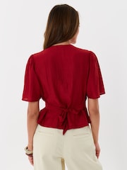 Threadbare Red Flutter Sleeves Top - Image 2 of 5