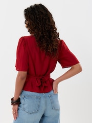 Threadbare Red Flutter Sleeves Top - Image 3 of 5