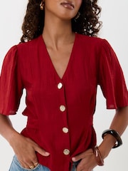Threadbare Red Flutter Sleeves Top - Image 5 of 5