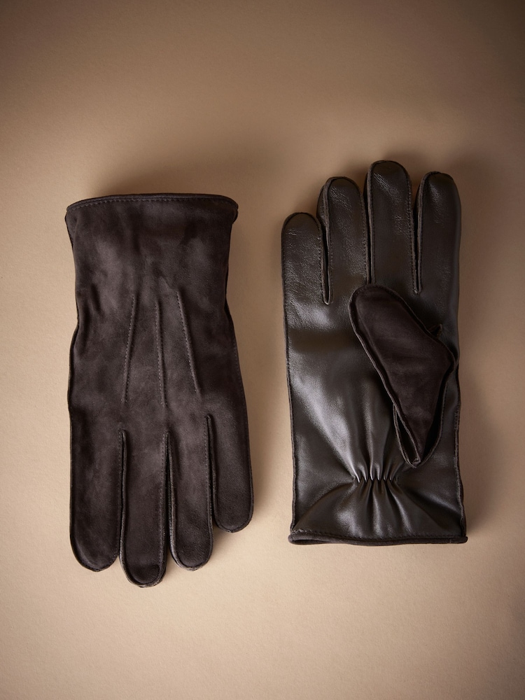 Brown Signature Suede Cashmere Lined Gloves - Image 1 of 3
