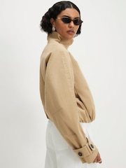 River Island Brown Funnel Neck Chopped Trench Jacket - Image 2 of 4