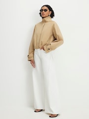 River Island Brown Funnel Neck Chopped Trench Jacket - Image 3 of 4