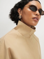 River Island Brown Funnel Neck Chopped Trench Jacket - Image 4 of 4