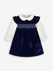 JoJo Maman Bébé Navy Sweet Baby Dress and Body Set - Image 1 of 3