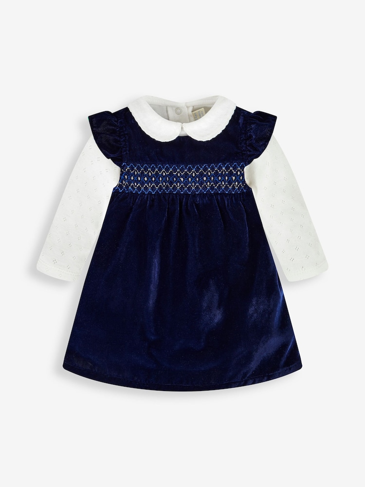 JoJo Maman Bébé Navy Sweet Baby Dress and Body Set - Image 1 of 3