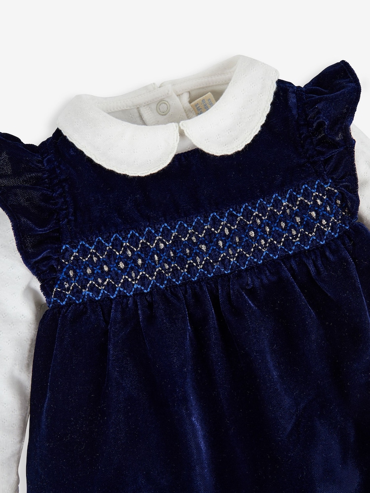 JoJo Maman Bébé Navy Sweet Baby Dress and Body Set - Image 3 of 3