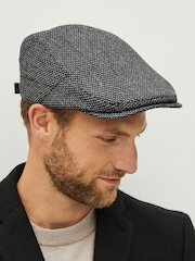 Charcoal Grey Texture Flat Cap - Image 1 of 5