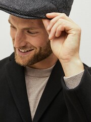 Charcoal Grey Texture Flat Cap - Image 2 of 5