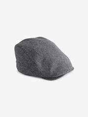 Charcoal Grey Texture Flat Cap - Image 3 of 5