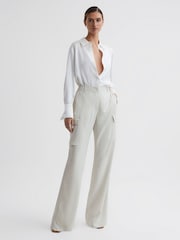 Reiss Neutral Drew Wide Leg Combat Trousers - Image 1 of 5