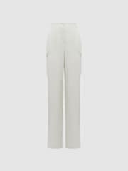 Reiss Neutral Drew Wide Leg Combat Trousers - Image 2 of 5