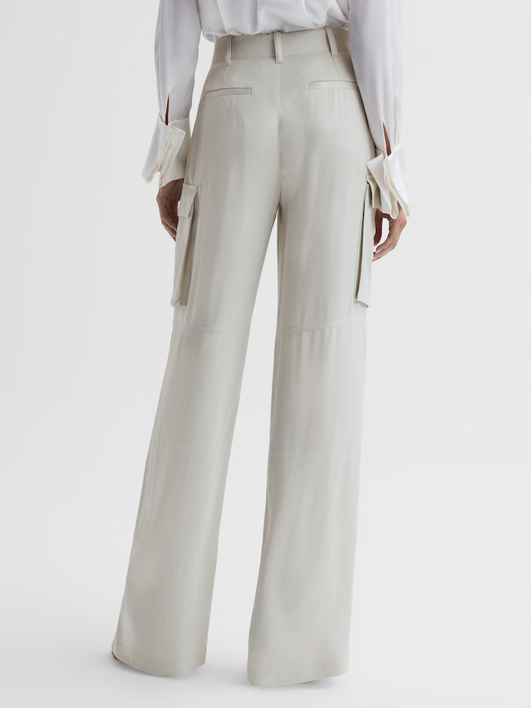 Reiss Neutral Drew Wide Leg Combat Trousers - Image 5 of 5