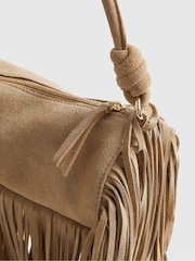 River Island Brown Mega Fringe Suede Cylinder Bag - Image 5 of 5