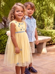 JoJo Maman Bébé Yellow Floral Tulle Pretty Party Dress - Image 1 of 7