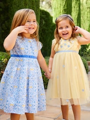JoJo Maman Bébé Yellow Floral Tulle Pretty Party Dress - Image 2 of 7
