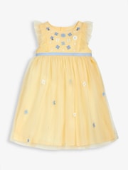 JoJo Maman Bébé Yellow Floral Tulle Pretty Party Dress - Image 6 of 7