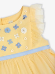 JoJo Maman Bébé Yellow Floral Tulle Pretty Party Dress - Image 7 of 7