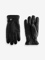 Black Leather Borg Lined Gloves - Image 1 of 4