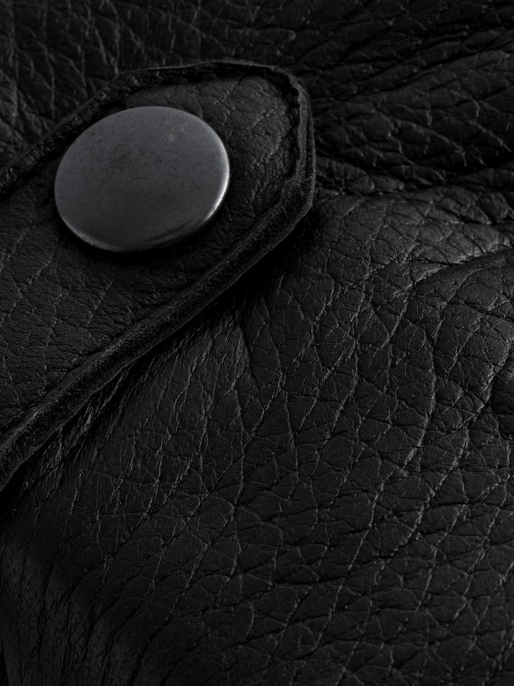 Black Leather Borg Lined Gloves - Image 2 of 4